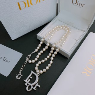 Dior Pearl Silver Charm Necklace