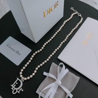 Dior Pearl Silver Charm Necklace view 2