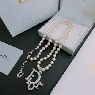 Dior Pearl Silver Charm Necklace view 3