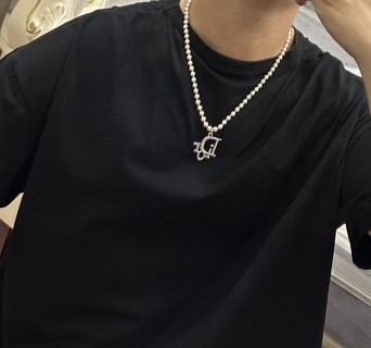 Dior Pearl Silver Charm Necklace view 4