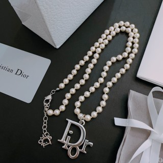 Dior Pearl Silver Charm Necklace view 5