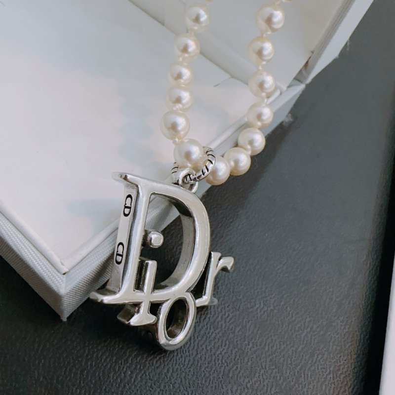 Dior Pearl Silver Charm Necklace view