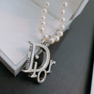 Dior Pearl Silver Charm Necklace view 6