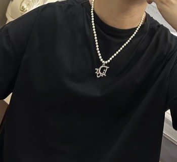 Dior Pearl Silver Charm Necklace view 9