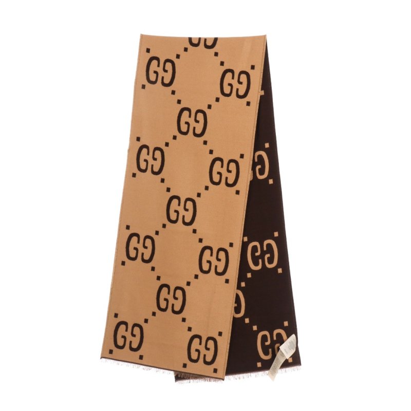 Gucci GG Monogram Wool Silk Scarf - Beige view