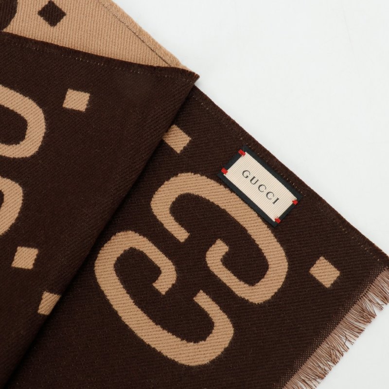 Gucci GG Monogram Wool Silk Scarf - Beige view