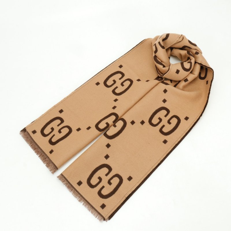 Gucci GG Monogram Wool Silk Scarf - Beige view