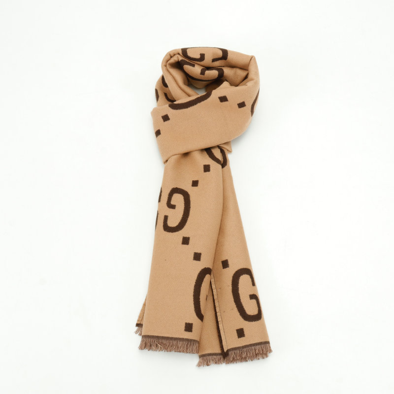 Gucci GG Monogram Wool Silk Scarf - Beige view