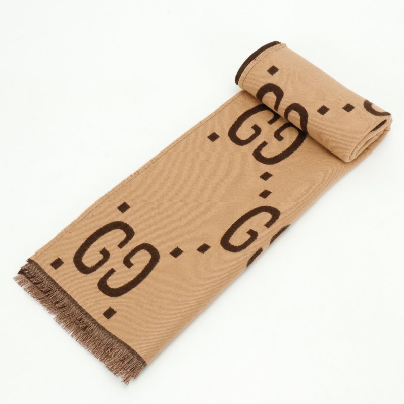 Gucci GG Monogram Wool Silk Scarf - Beige view