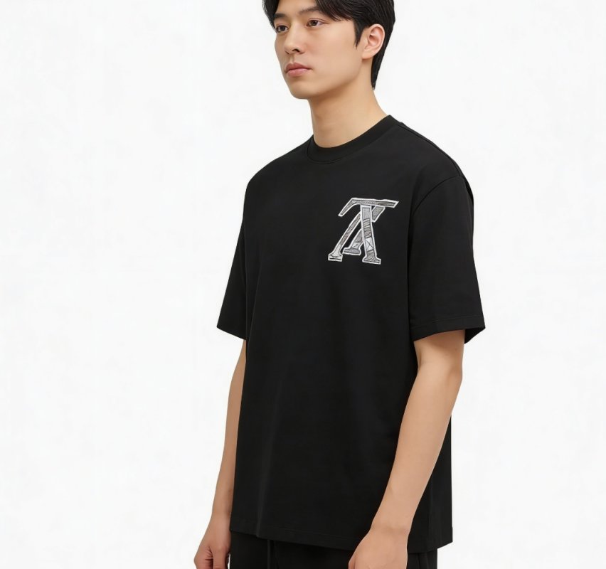 Essentials Black A Logo Short Sleeve T-Shirt