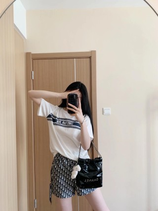 Celine White Logo Stripe Short Sleeve T-Shirt view 6