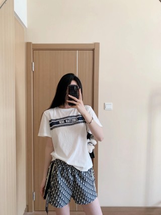 Celine White Logo Stripe Short Sleeve T-Shirt view 8