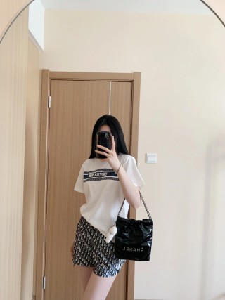 Celine White Logo Stripe Short Sleeve T-Shirt view 9