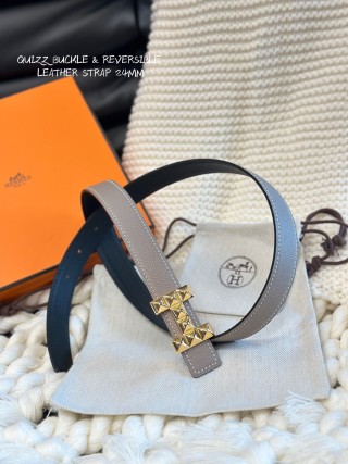 Hermès Quizz Party Reversible Leather Belt Gold Buckle view 3