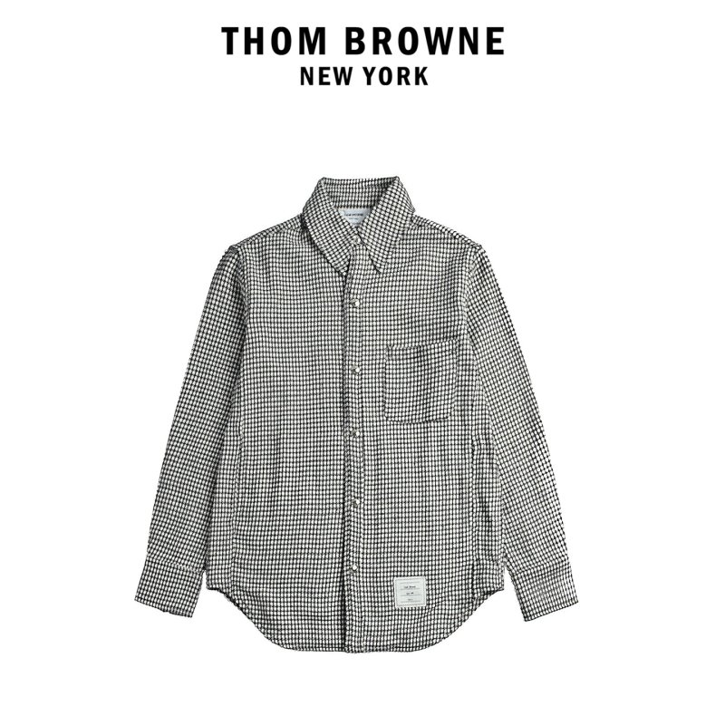 Grey Houndstooth Check Button-Up Overshirt view