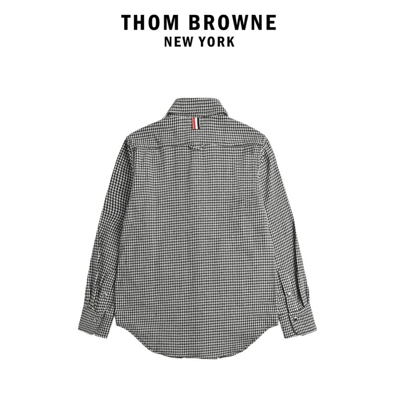 Grey Houndstooth Check Button-Up Overshirt view