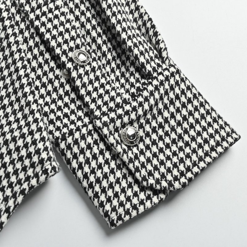 Grey Houndstooth Check Button-Up Overshirt view