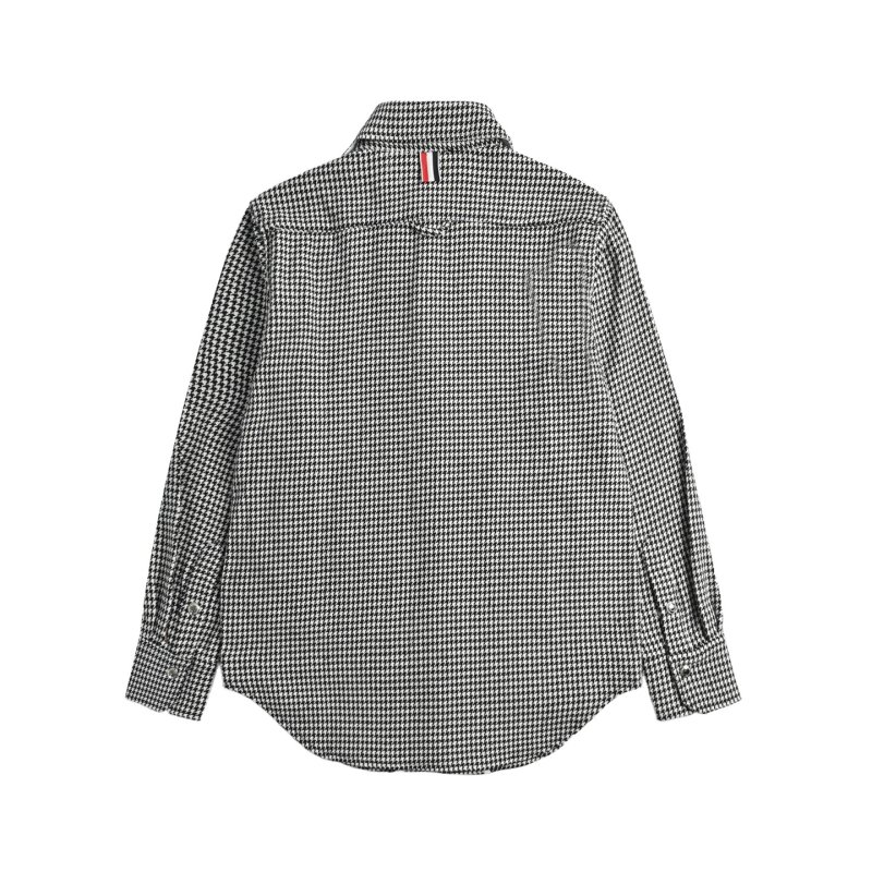 Grey Houndstooth Check Button-Up Overshirt view