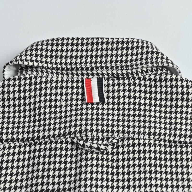 Grey Houndstooth Check Button-Up Overshirt view