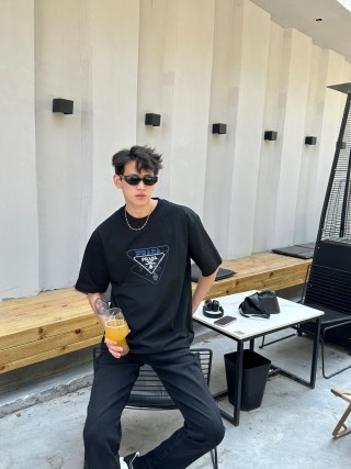 Prada Triangle Logo Black T-Shirt view 9