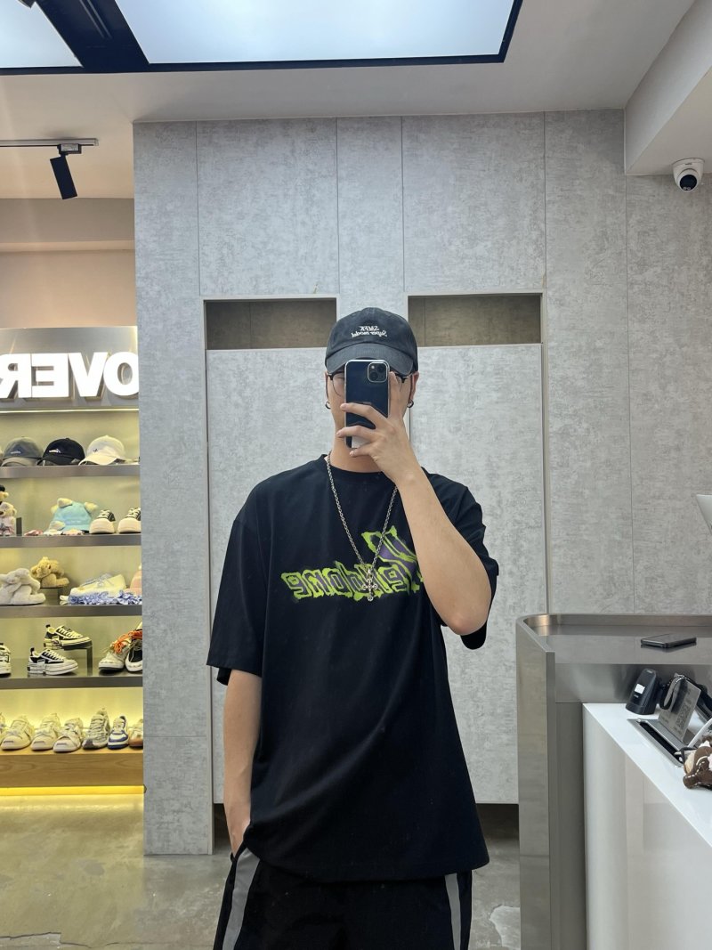 Black Oversized Graphic T-Shirt with Neon Print
