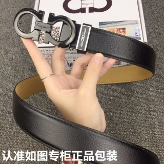 Salvatore Ferragamo Black Leather Belt with Metal Buckle view 2