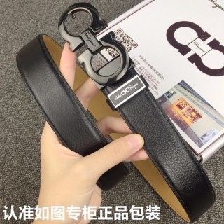 Salvatore Ferragamo Black Leather Belt with Metal Buckle view 3