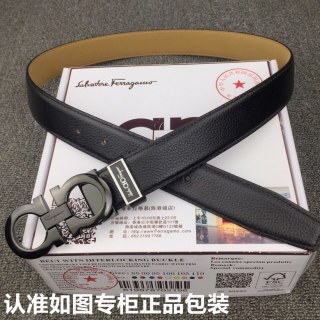 Salvatore Ferragamo Black Leather Belt with Metal Buckle view 5