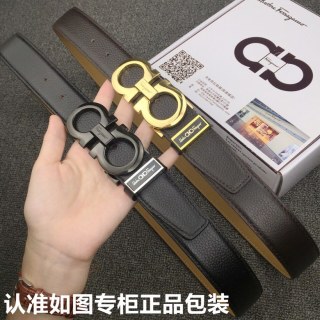 Salvatore Ferragamo Black Leather Belt with Metal Buckle view 9