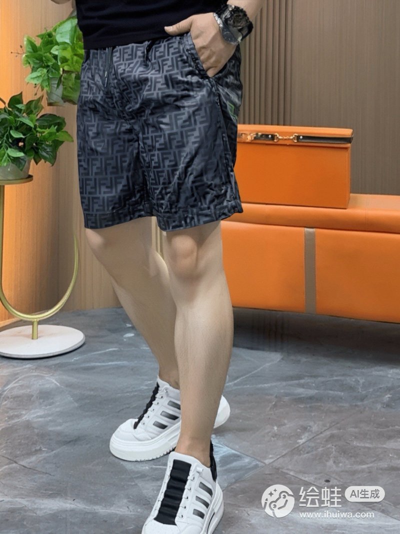 Fendi Navy Monogram Shorts