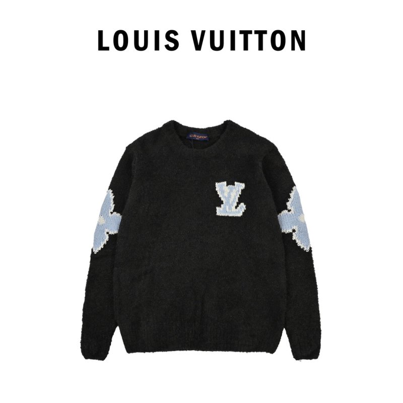 Charcoal Knit Sweater with Blue Graphic Print view
