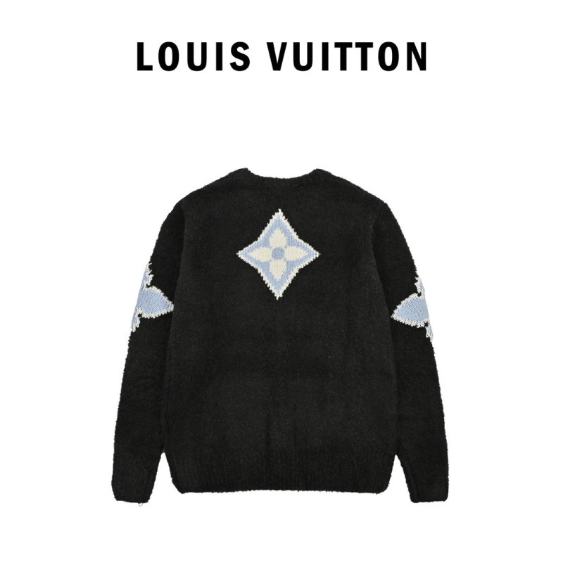 Charcoal Knit Sweater with Blue Graphic Print view