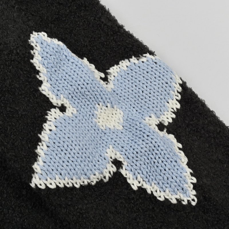 Charcoal Knit Sweater with Blue Graphic Print view
