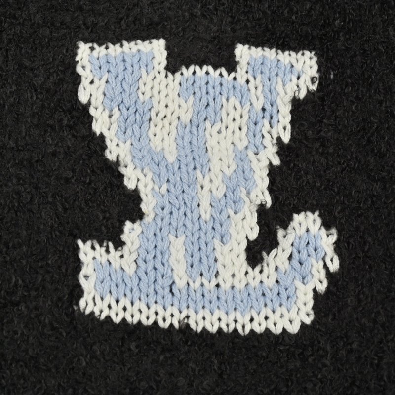 Charcoal Knit Sweater with Blue Graphic Print view