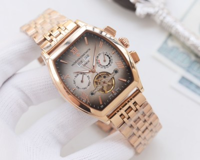 Vacheron Constantin Inspired Tonneau Tourbillon Automatic Watch Silver view 7