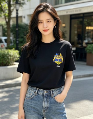 Dior Black Crest Logo Short Sleeve T-Shirt view 2