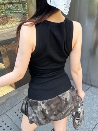 Essentials Black Ribbed Tank Top with Heart Logo view 5