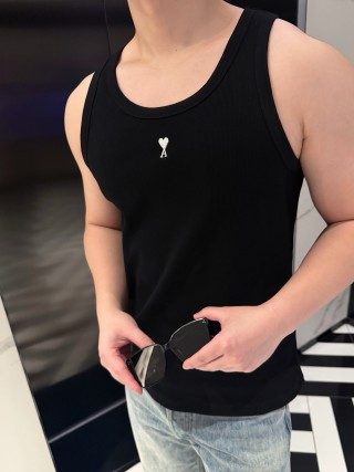 Essentials Black Ribbed Tank Top with Heart Logo view 9
