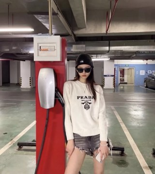 Prada Milano Crest Knit Sweater Cream view 2