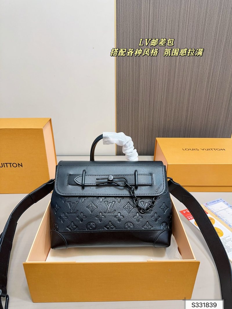 Louis Vuitton Monogram Embossed Messenger Bag Black