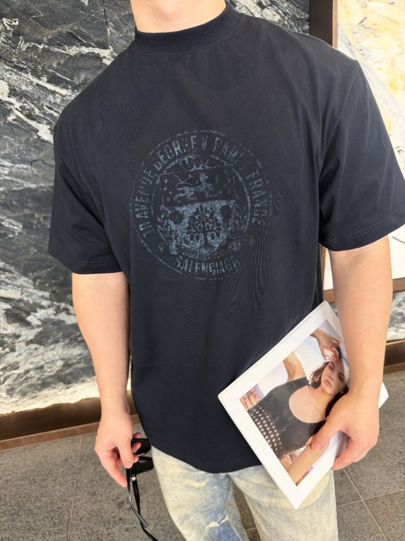 Chrome Hearts Black Vintage Seal Logo T-Shirt