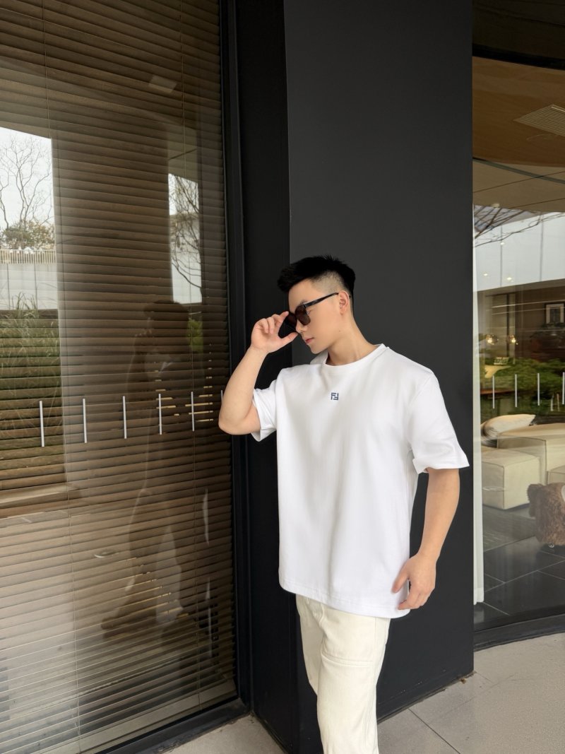 Fendi White Crew Neck Short Sleeve T-Shirt view