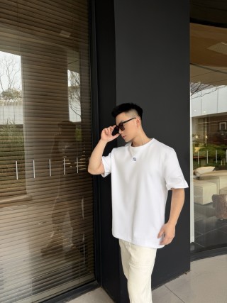 Fendi White Crew Neck Short Sleeve T-Shirt view 7