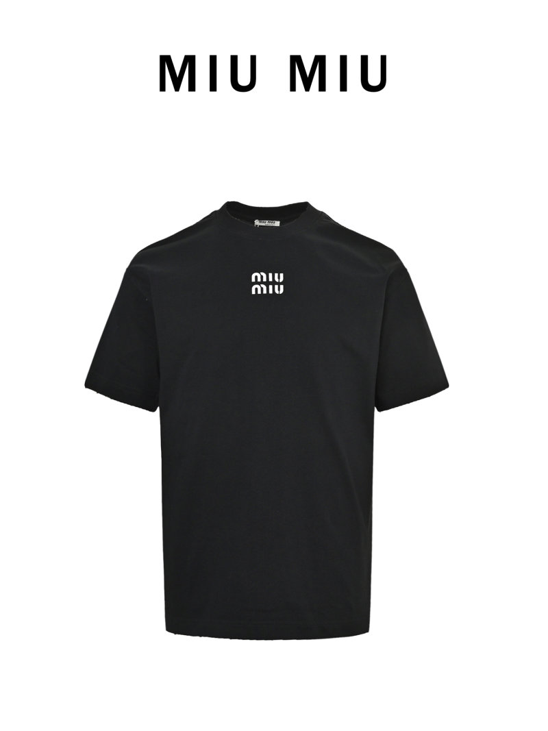 Miu Miu Logo Black Short Sleeve T-Shirt view