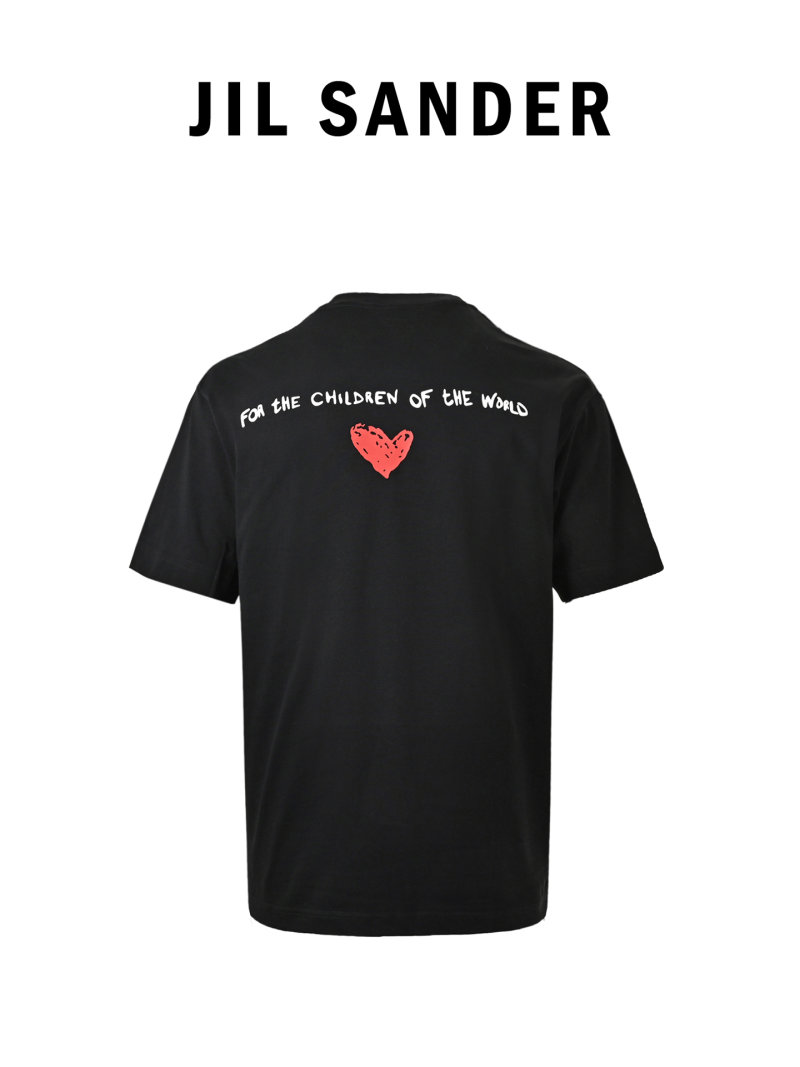Black Oversized Short Sleeve T-Shirt with Red Heart Print view