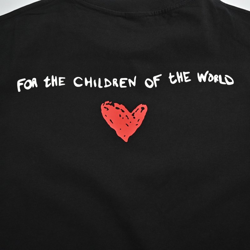 Black Oversized Short Sleeve T-Shirt with Red Heart Print view