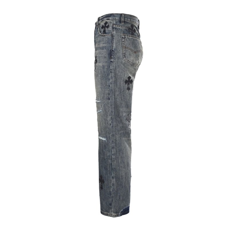 Chrome Hearts Cross Distressed Light Blue Denim Jeans view