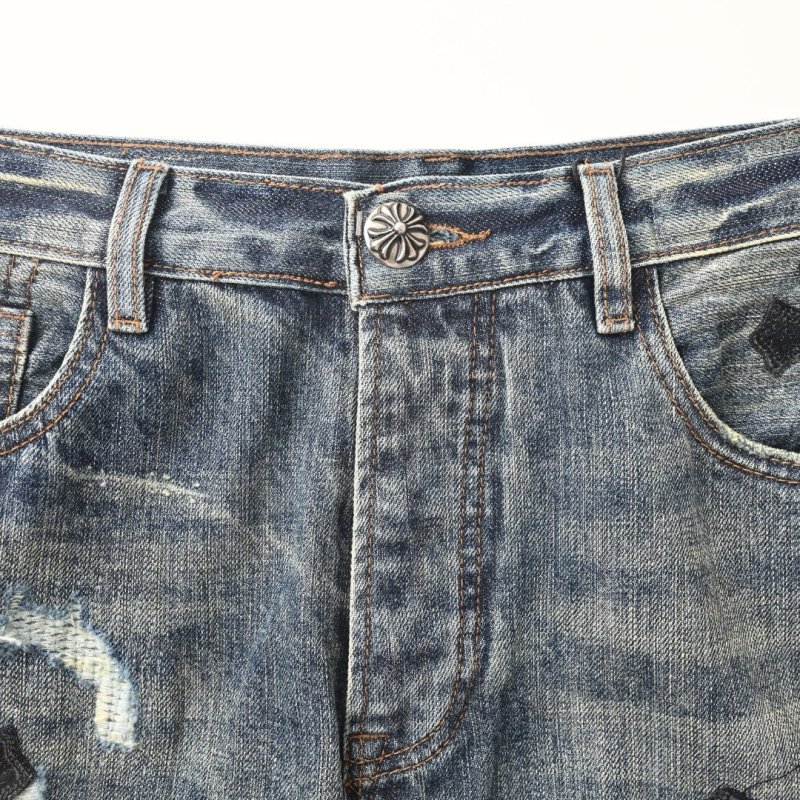 Chrome Hearts Cross Distressed Light Blue Denim Jeans view