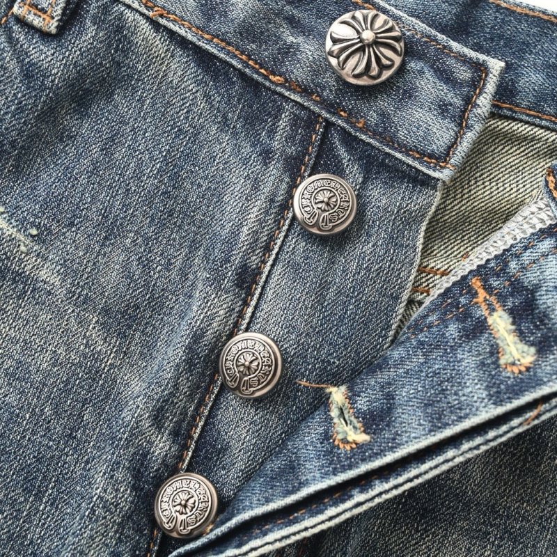 Chrome Hearts Cross Distressed Light Blue Denim Jeans view