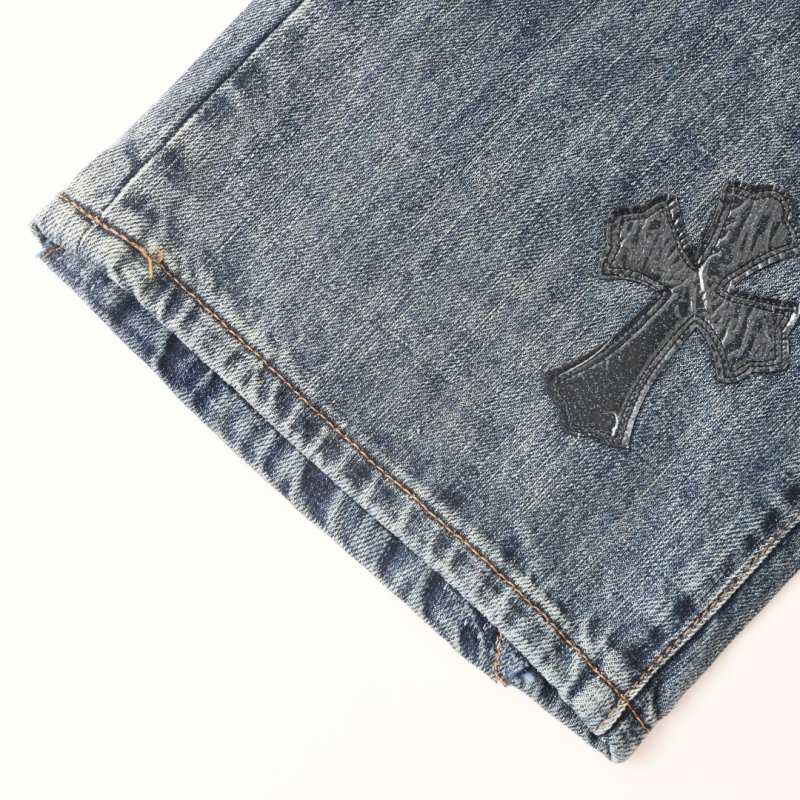 Chrome Hearts Cross Distressed Light Blue Denim Jeans view